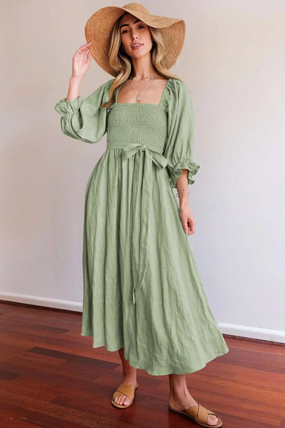 Ophelia | Franse jurk met ruchesmouwen