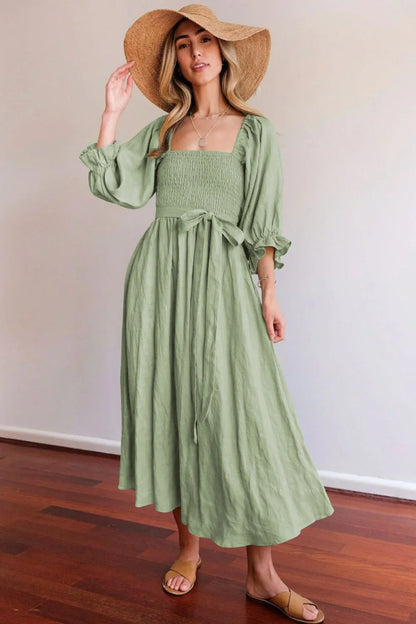 Ophelia | Franse jurk met ruchesmouwen